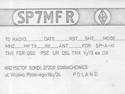 QSL SP7MFR 1980 rok